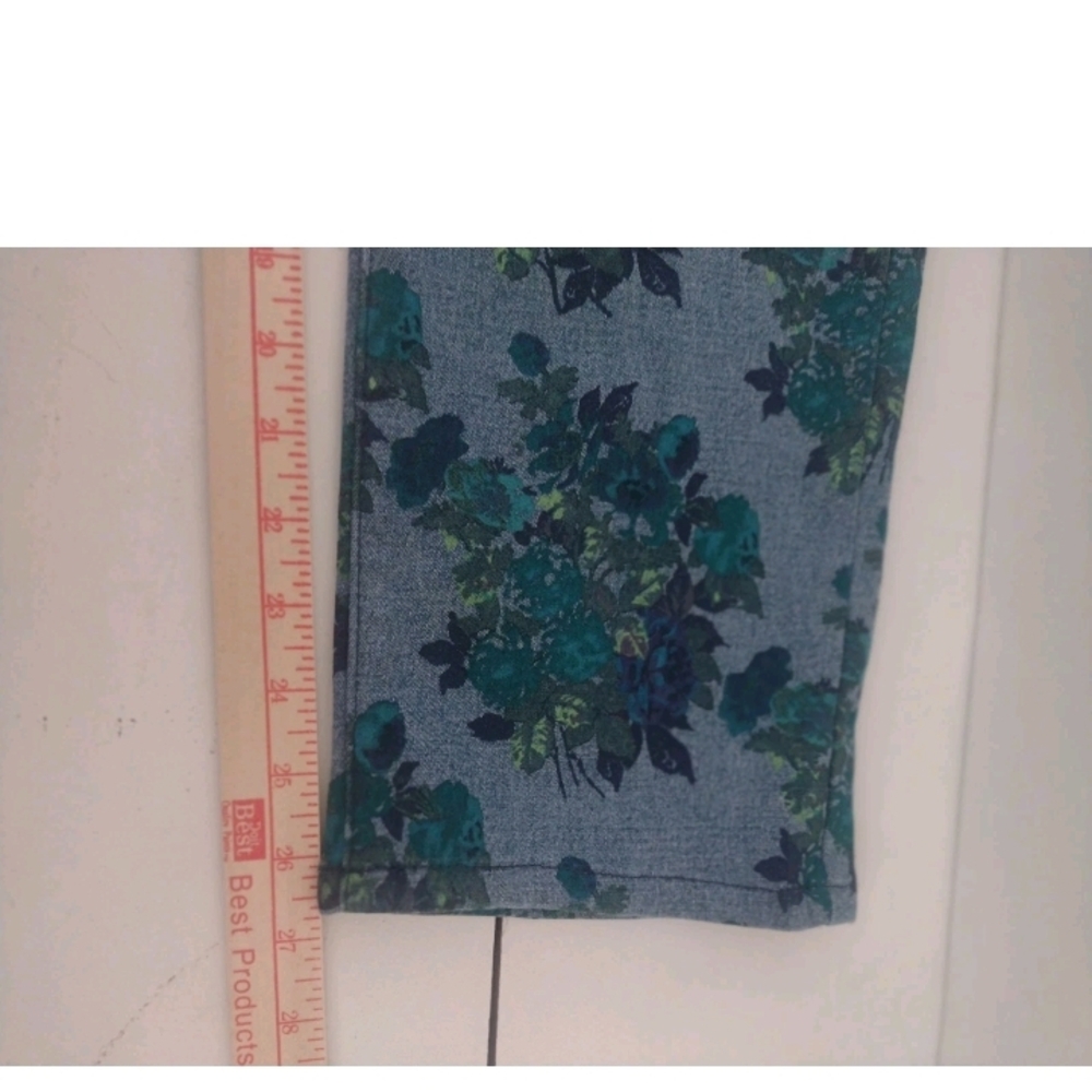 Diane Gilman 12P X 26.5" Women’s Blue Green Floral Print Stretch Jeans - Picture 15 of 16